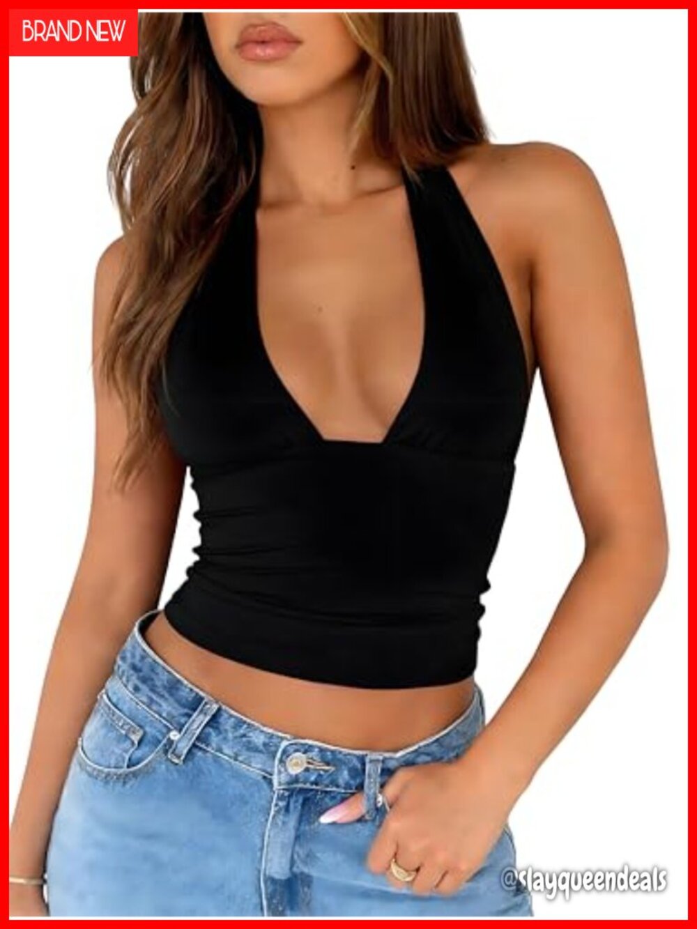 Halter Neck Backless Crop Tank Top Sleeveless Y2K Slim Fit Summer Top
